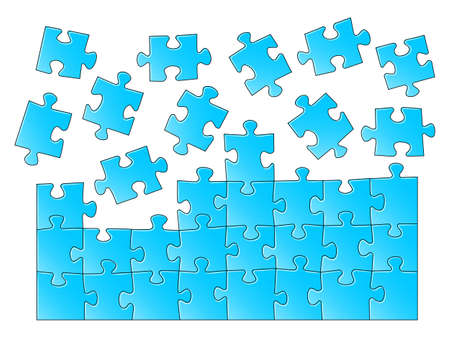 illustration of a blue jigsaw puzzleのイラスト素材