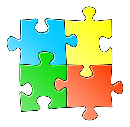 illustration of a blue jigsaw puzzleのイラスト素材