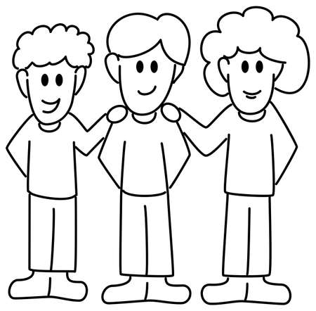 vector illustration of three cartoon friends のイラスト素材