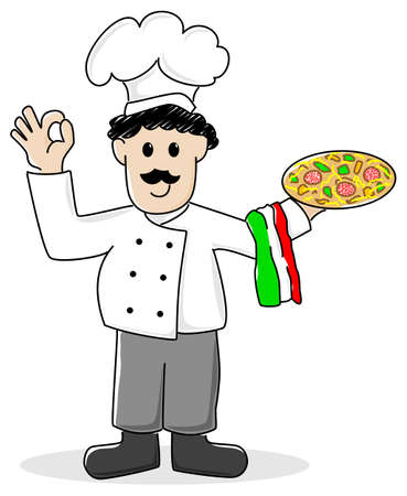 vector illustration of a cartoon pizza bakerのイラスト素材