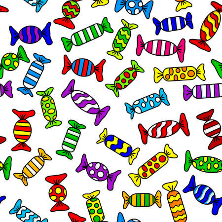 illustration of colorful seamless candy patternのイラスト素材