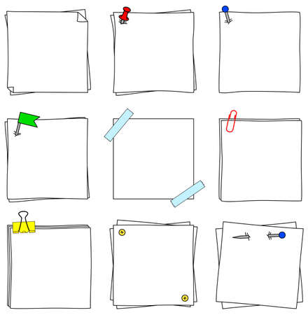 illustration of a set of several note papersのイラスト素材