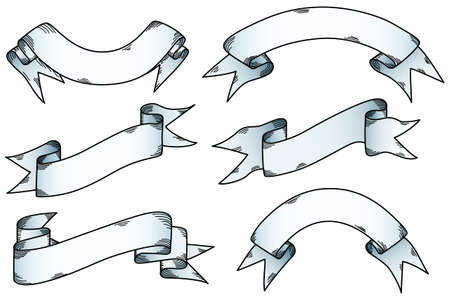 vector illustration of a banners and ribbons setのイラスト素材