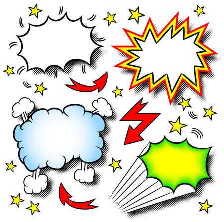 vector illustration of some cartoon explosionsのイラスト素材
