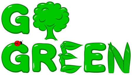 vector illustration of the words: go greenのイラスト素材