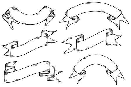 vector illustration of a banners and ribbons setのイラスト素材