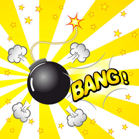 illustration of a cartoon explosion with a bombのイラスト素材