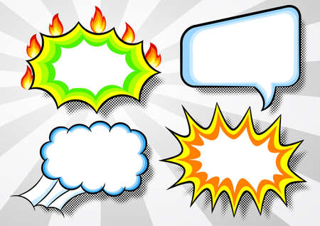 illustration of four colorful effect bubbles のイラスト素材