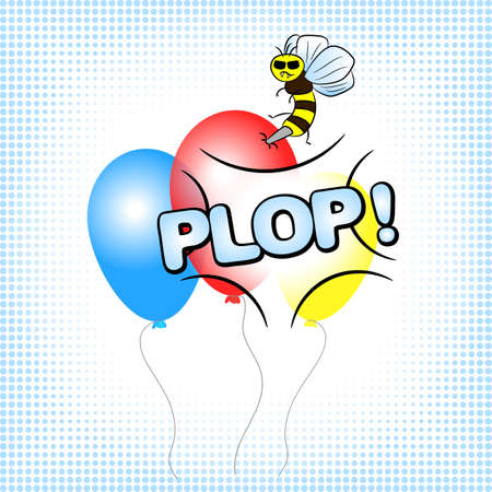 illustration of a bee that burst a balloonのイラスト素材