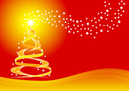 illustration of a christmas card with christmas tree and starsのイラスト素材