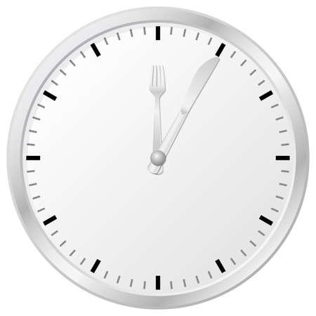 vector illustration of a plain wall clock and time for lunchのイラスト素材