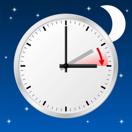 vector illustration of a clock switch to summer time のイラスト素材