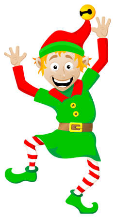 vector illustration of a christmas elf on white backgroundのイラスト素材
