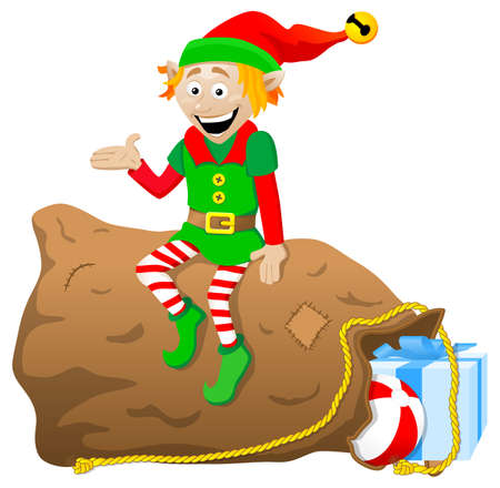 vector illustration of a christmas elf on white backgroundのイラスト素材