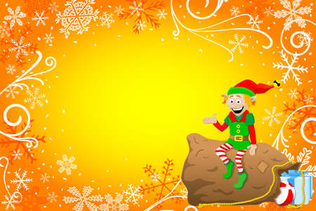 vector illustration of a christmas background with elfのイラスト素材