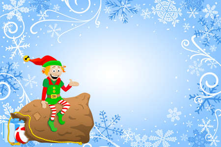 vector illustration of a christmas background with elfのイラスト素材