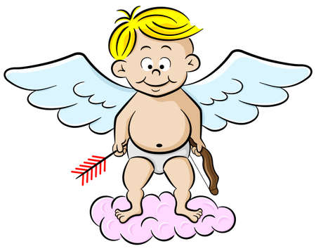 vector illustration of a cupid with bow and arrowのイラスト素材