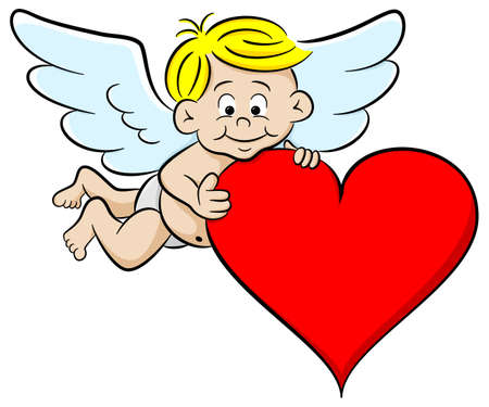 vector illustration of a cupid with heartのイラスト素材
