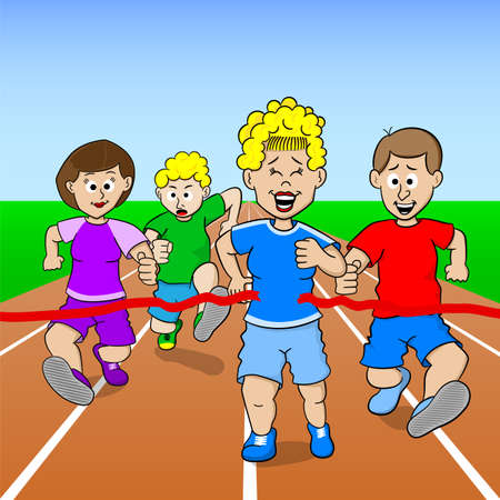 vector illustration of a foot race with finish lineのイラスト素材