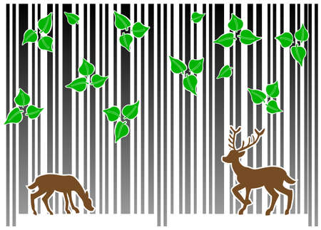 Illustration of a barcode forest on whiteのイラスト素材