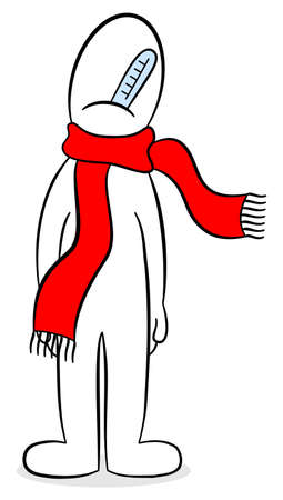 vector illustration of a man with fever and fluのイラスト素材