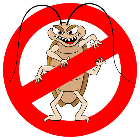 vector illustration of a cockroache warning sign