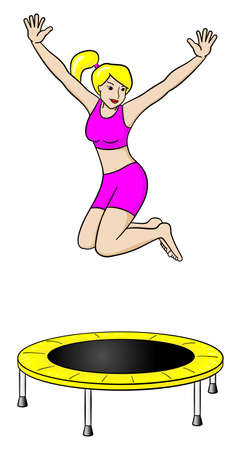 vector illustration of a woman on a trampolineのイラスト素材