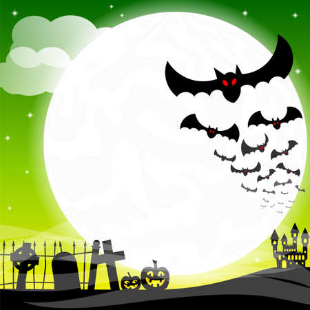 illustration of bats against the full moonのイラスト素材