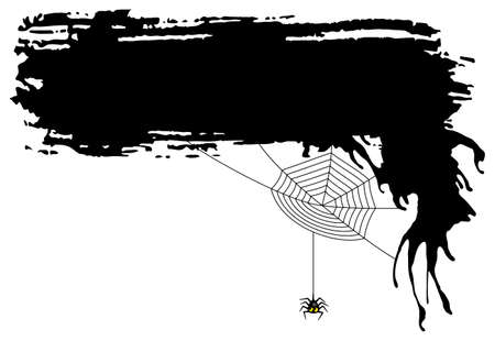 vector illustration of a spooky halloween background with spiderのイラスト素材