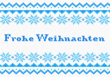 vector illustration of a blue and white german Christmas knit greeting card
Frohe Weihnachten (german) = Merry Christmasのイラスト素材