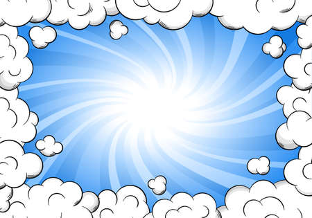 vector illustration of a cloud frame with sky as backgroundのイラスト素材