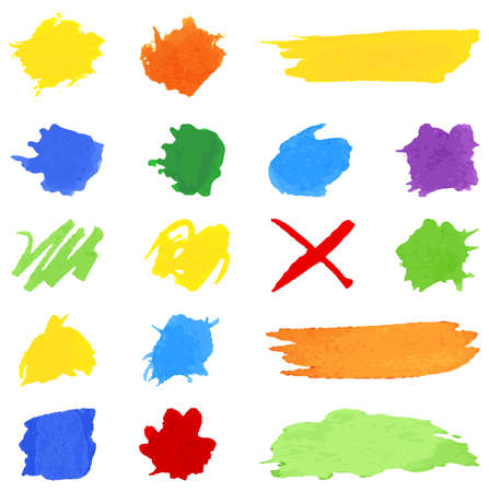 vector illustration of set of color brushstrokes on whiteのイラスト素材