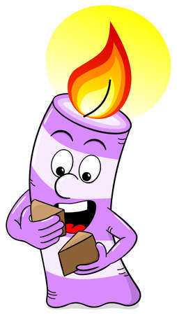 vector illustration of a cartoon of a birthday candle eating cakeのイラスト素材