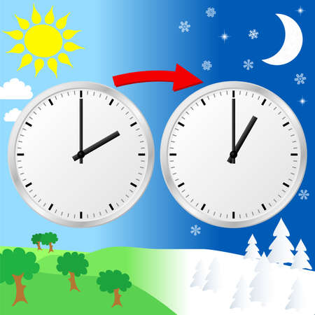 vector illustration of a clock return to standard time