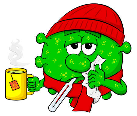 vector illustration of a cold virus is sickのイラスト素材