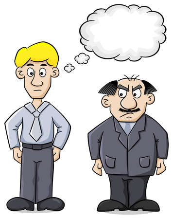 illustration of an employee and his distrustful bossのイラスト素材
