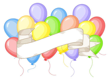 illustration of a banner with colorful balloonsのイラスト素材