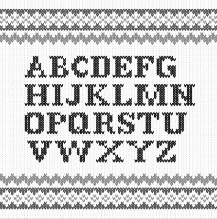 vector illustration of a black knitting alphabet on white backgroundのイラスト素材