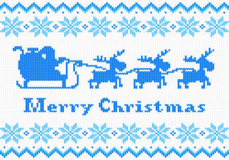 vector illustration of a red and white Christmas knit greeting cardのイラスト素材