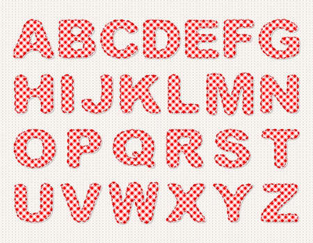 vector illustration of a fabric letters set on a knitted backgroundのイラスト素材