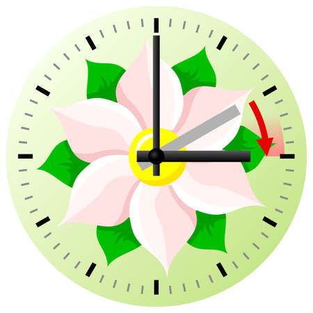 vector illustration of a clock switch to summer time daylight saving time beginsのイラスト素材