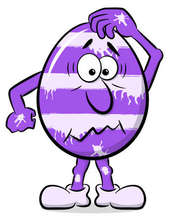 vector illustration of a confused cartoon easter eggのイラスト素材