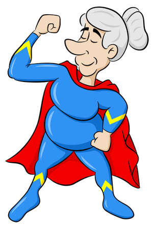 Vector illustration of a senior super heroine with capeのイラスト素材