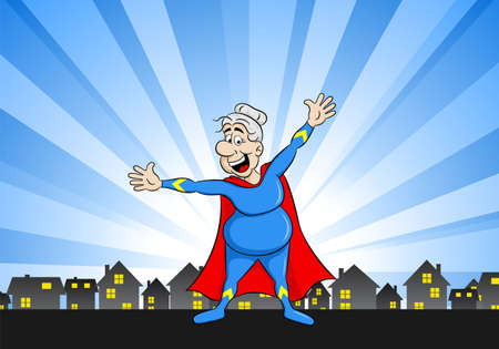 Vector illustration of a senior super heroine with capeのイラスト素材
