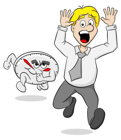 vector illustration of a business man being chased by timeのイラスト素材