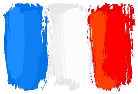 vector illustration of a flag of France painted with brush strokesのイラスト素材