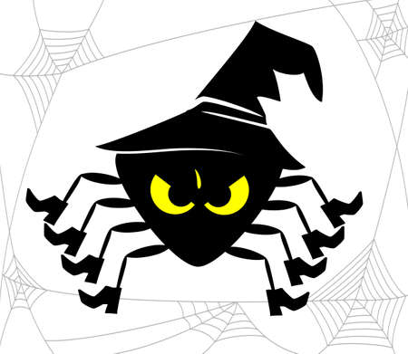 Illustration of a spooky halloween spider with hatのイラスト素材