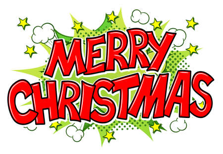 Illustration of a Merry Christmas comic speech bubbleのイラスト素材