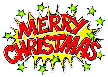 Illustration of a Merry Christmas comic speech bubbleのイラスト素材