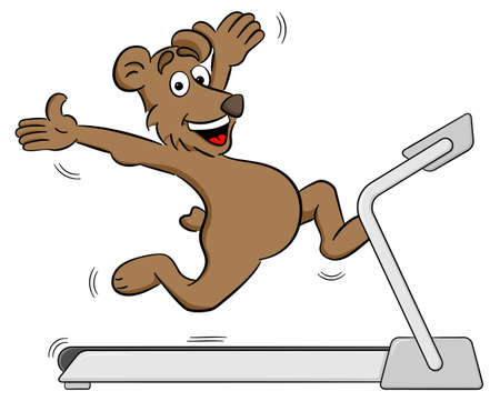 vector illustration of a fit bear jogging on a treadmillのイラスト素材